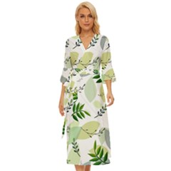 Leaves Foliage Pattern Abstract Midsummer Wrap Dress