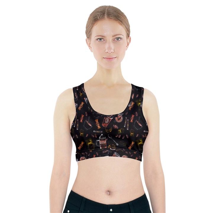 Coffee Watercolor Background Sports Bra With Pocket