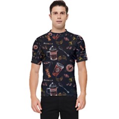 Coffee Watercolor Background Men s Short Sleeve Rash Guard