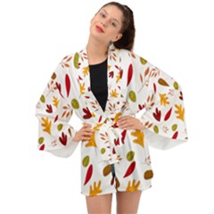 Leaves Fall Autum Colors Season Long Sleeve Kimono