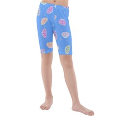 Seashell Clam Pattern Art Design Kids  Mid Length Swim Shorts by Amaryn4rt