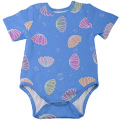 Seashell Clam Pattern Art Design Baby Short Sleeve Onesie Bodysuit by Amaryn4rt