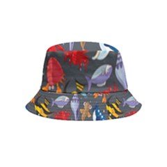 Sea Animals Pattern Wallpaper Fish Bucket Hat (kids) by Amaryn4rt