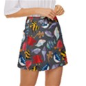 Sea Animals Pattern Wallpaper Fish Mini Front Wrap Skirt View3