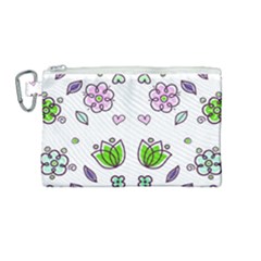 Floral Art Design Pattern Drawing Canvas Cosmetic Bag (medium) by Amaryn4rt