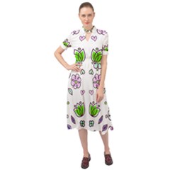 Floral Art Design Pattern Drawing Keyhole Neckline Chiffon Dress by Amaryn4rt