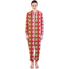 Festive Pattern Christmas Holiday Hooded Jumpsuit (ladies)