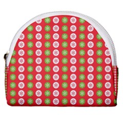 Festive Pattern Christmas Holiday Horseshoe Style Canvas Pouch