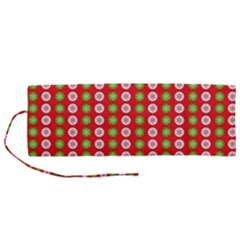 Festive Pattern Christmas Holiday Roll Up Canvas Pencil Holder (m) by Amaryn4rt