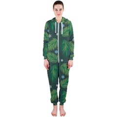 Leaves Snowflake Pattern Holiday Hooded Jumpsuit (ladies)