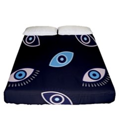 Eyes Evil Eye Blue Pattern Fitted Sheet (queen Size)