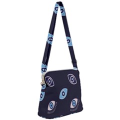 Eyes Evil Eye Blue Pattern Zipper Messenger Bag by artworkshop