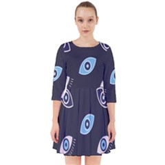 Eyes Evil Eye Blue Pattern Smock Dress by artworkshop