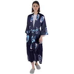 Eyes Evil Eye Blue Pattern Maxi Satin Kimono by artworkshop