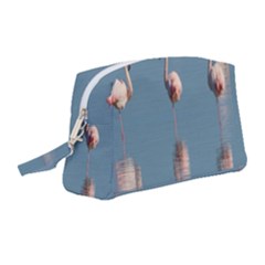 Flamingo Birds Plumage Sea Water Wristlet Pouch Bag (medium) by artworkshop