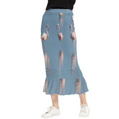 Flamingo Birds Plumage Sea Water Maxi Fishtail Chiffon Skirt by artworkshop