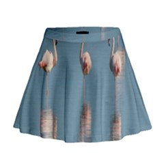 Flamingo Birds Plumage Sea Water Animal Exotic Mini Flare Skirt by artworkshop