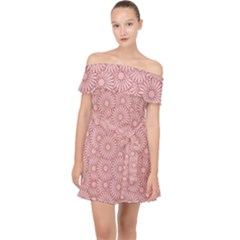 Flora Flowers Pattern Off Shoulder Chiffon Dress