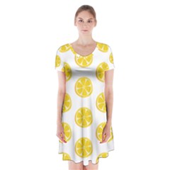 Fruit Food Juicy Organic Yellow Short Sleeve V-neck Flare Dress