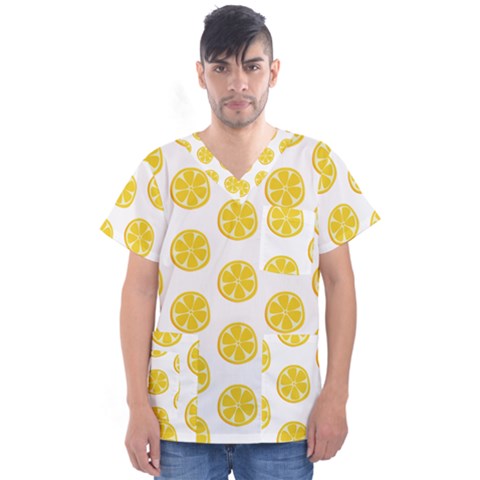 Fruit Food Juicy Organic Yellow Men s V-neck Scrub Top by Wegoenart