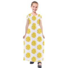 Fruit Food Juicy Organic Yellow Kids  Short Sleeve Maxi Dress