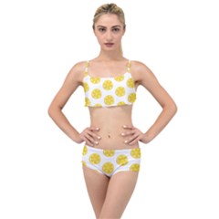 Fruit Food Juicy Organic Yellow Layered Top Bikini Set by Wegoenart