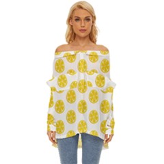 Fruit Food Juicy Organic Yellow Off Shoulder Chiffon Pocket Shirt