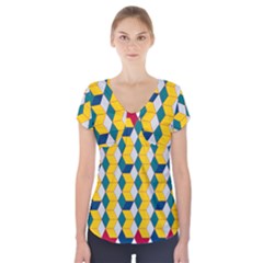 Vectors Blocks Label Illusion Short Sleeve Front Detail Top by Wegoenart