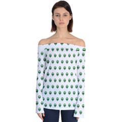 Aliens Ufo Fantasy Pattern Off Shoulder Long Sleeve Top by Wegoenart