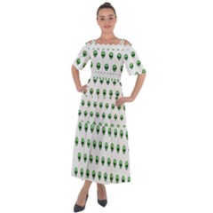 Aliens Ufo Fantasy Pattern Shoulder Straps Boho Maxi Dress 