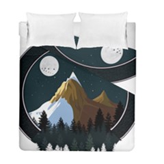 Mountains Forest Moon Stars View Duvet Cover Double Side (Full/ Double Size)