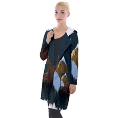 Mountains Forest Moon Stars View Hooded Pocket Cardigan