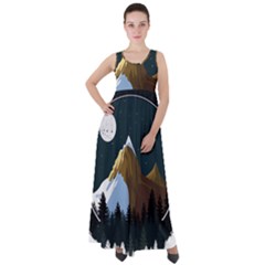 Mountains Forest Moon Stars View Empire Waist Velour Maxi Dress