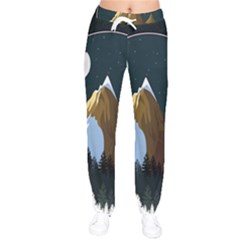 Mountains Forest Moon Stars View Women velvet Drawstring Pants