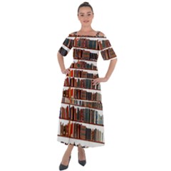 Books Shelves Bookshelves Bookcase 634 Shoulder Straps Boho Maxi Dress  by Wegoenart