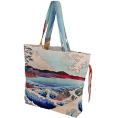 Wave Japanese Mount Fuji Drawstring Tote Bag by Wegoenart