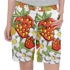 Strawberries Berry Strawberry Leaves Pocket Shorts by Wegoenart