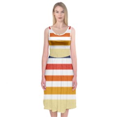 Illustration Retro Sun Sunset Vintage Graphic Midi Sleeveless Dress