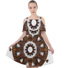 Gear Clockwork Decorative Fancy Cut Out Shoulders Chiffon Dress