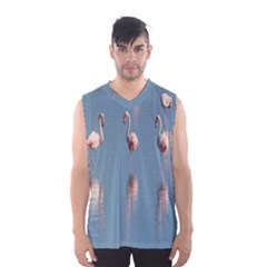 Flamingo Birds Plumage Sea Water Animal Exotic Men s Basketball Tank Top by artworkshop