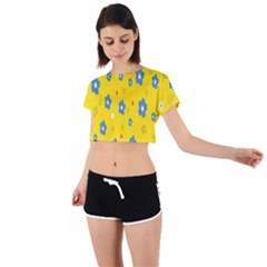  Flowers Spring Tie Back Short Sleeve Crop Tee by artworkshop