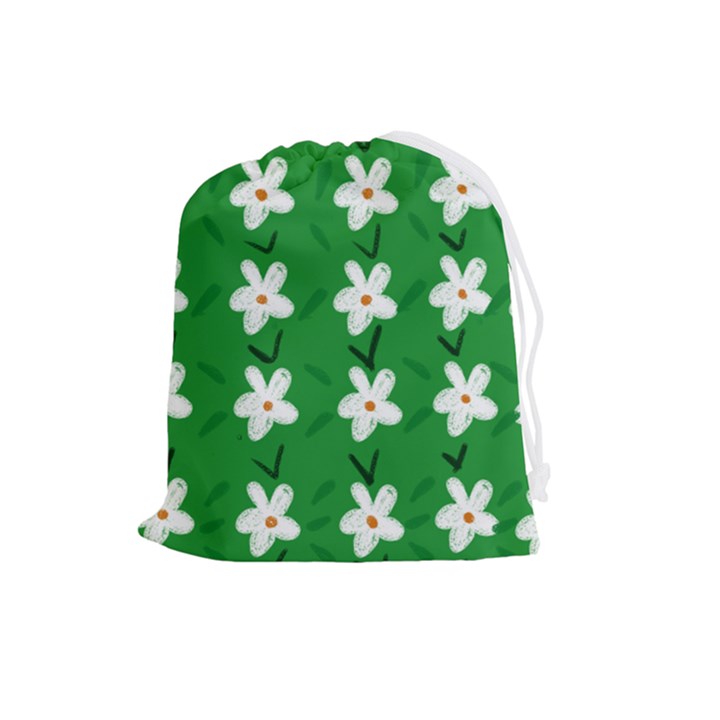 Flowers Art Pattern Floral Drawstring Pouch (Large)