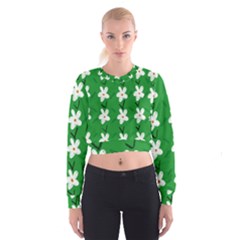 Flowers Art Pattern Floral Cropped Sweatshirt by artworkshop