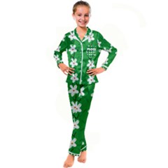 Flowers Art Pattern Floral Kid s Satin Long Sleeve Pajamas Set by artworkshop