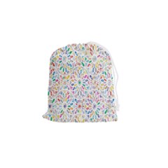 Flowery Floral Abstract Decorative Ornamental Drawstring Pouch (Small)