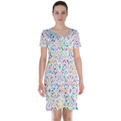 Flowery Floral Abstract Decorative Ornamental Short Sleeve Nightdress