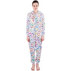 Flowery Floral Abstract Decorative Ornamental Hooded Jumpsuit (Ladies)