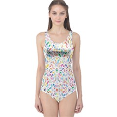 Flowery Floral Abstract Decorative Ornamental One Piece Swimsuit