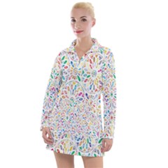 Flowery Floral Abstract Decorative Ornamental Women s Long Sleeve Casual Dress