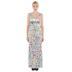 Flowery Floral Abstract Decorative Ornamental Thigh Split Maxi Dress